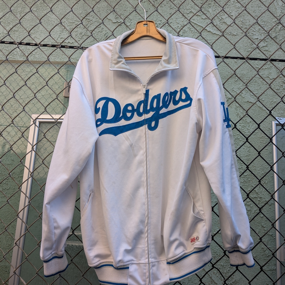 Nike MLB White and Blue Dodgers Bomber Jacket